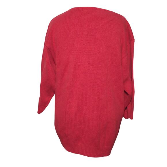 VTG Work In Progress Hong Kong Red Sweater Beaded Leather Heart 80s M - Picture 9 of 13